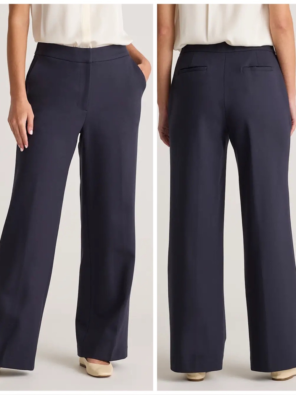 Quince Ultra-Stretch Ponte Trouser Pants in Navy Blue